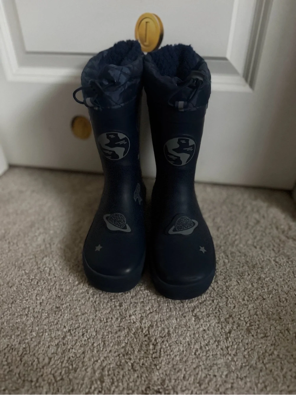 Kids Navy Space Rain Boots